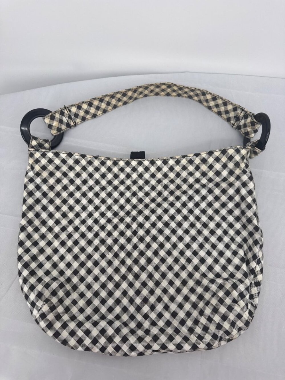 Vintage Gingham Check Shoulder Bag Y2K Pixel Plaid Ring Purse Grunge